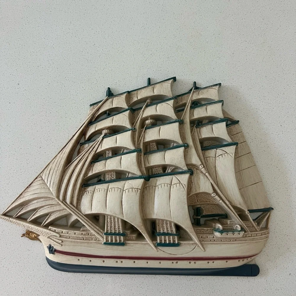 Vtg 1980s Burwood Home Interiors Nautical‎ Wall Art Ship Boat Wheel Set Of 3
